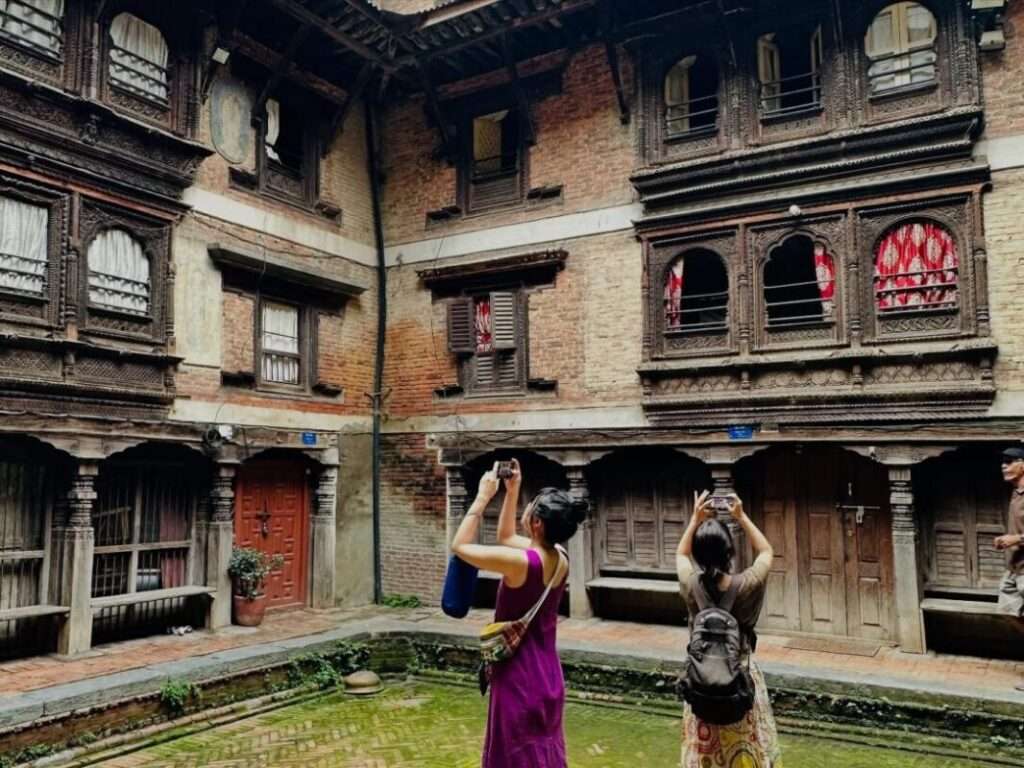 AIR_MCUBE international residency artists on a heritage walk in Patan, Lalitpur, Nepal.